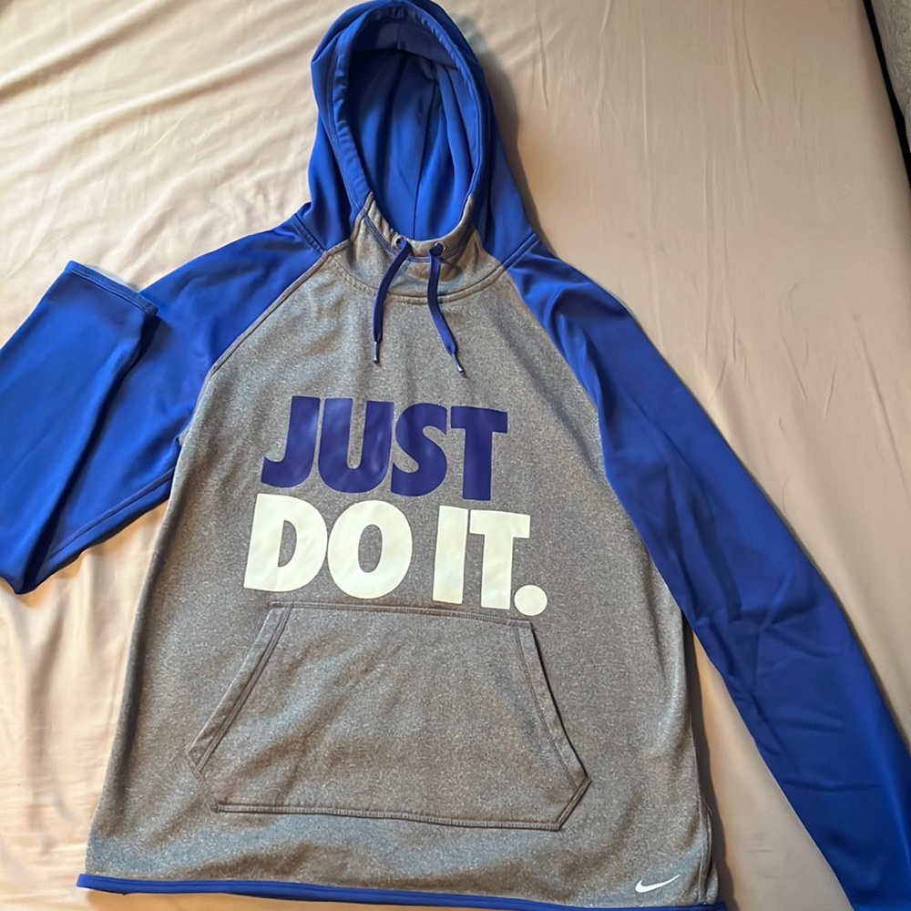 Medium Blue and Grey Nike Hoodie